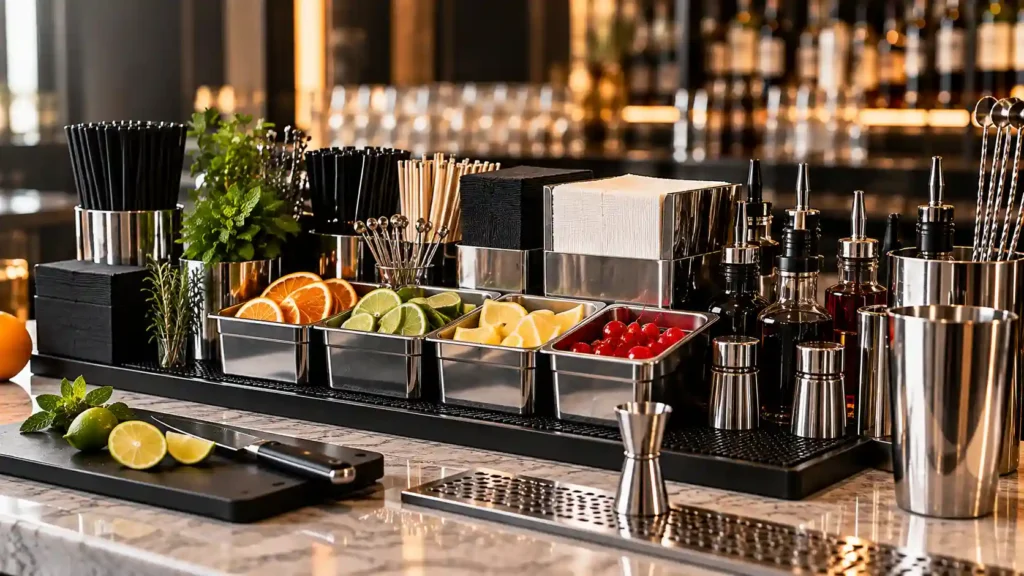 bar station organisation service accessories