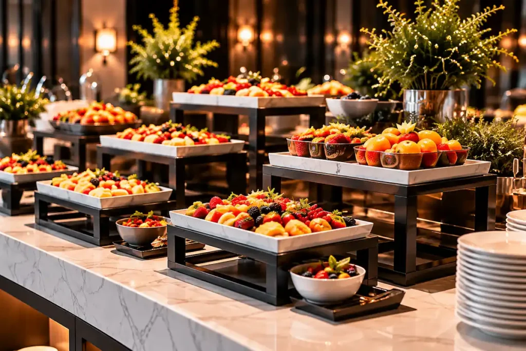 buffet display heights visual hierarchy
